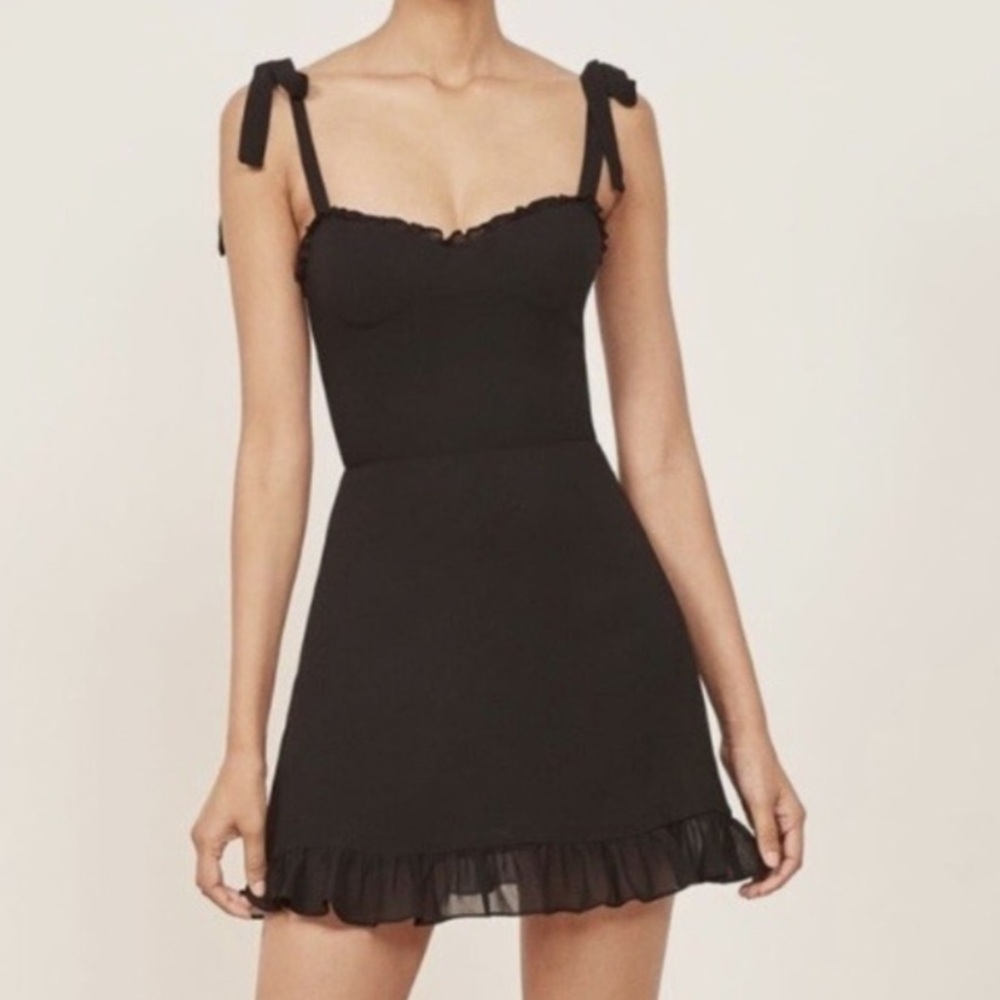 Reformation Christine Black Mini Dress 4